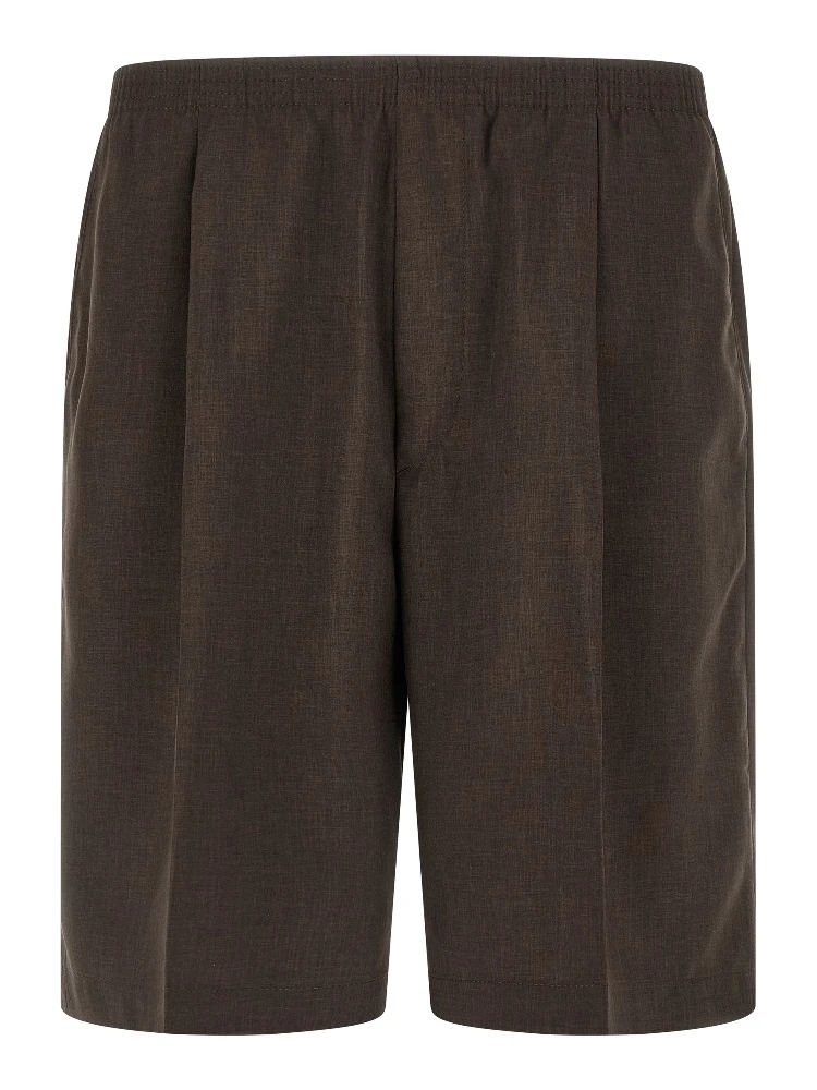 Brown Polyester Bermuda Shorts