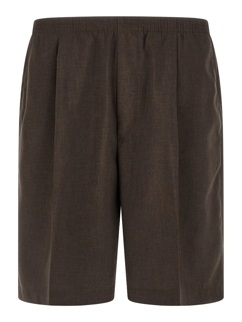 Brown Polyester Bermuda Shorts