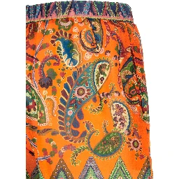 Orange Ramie Bermuda Shorts