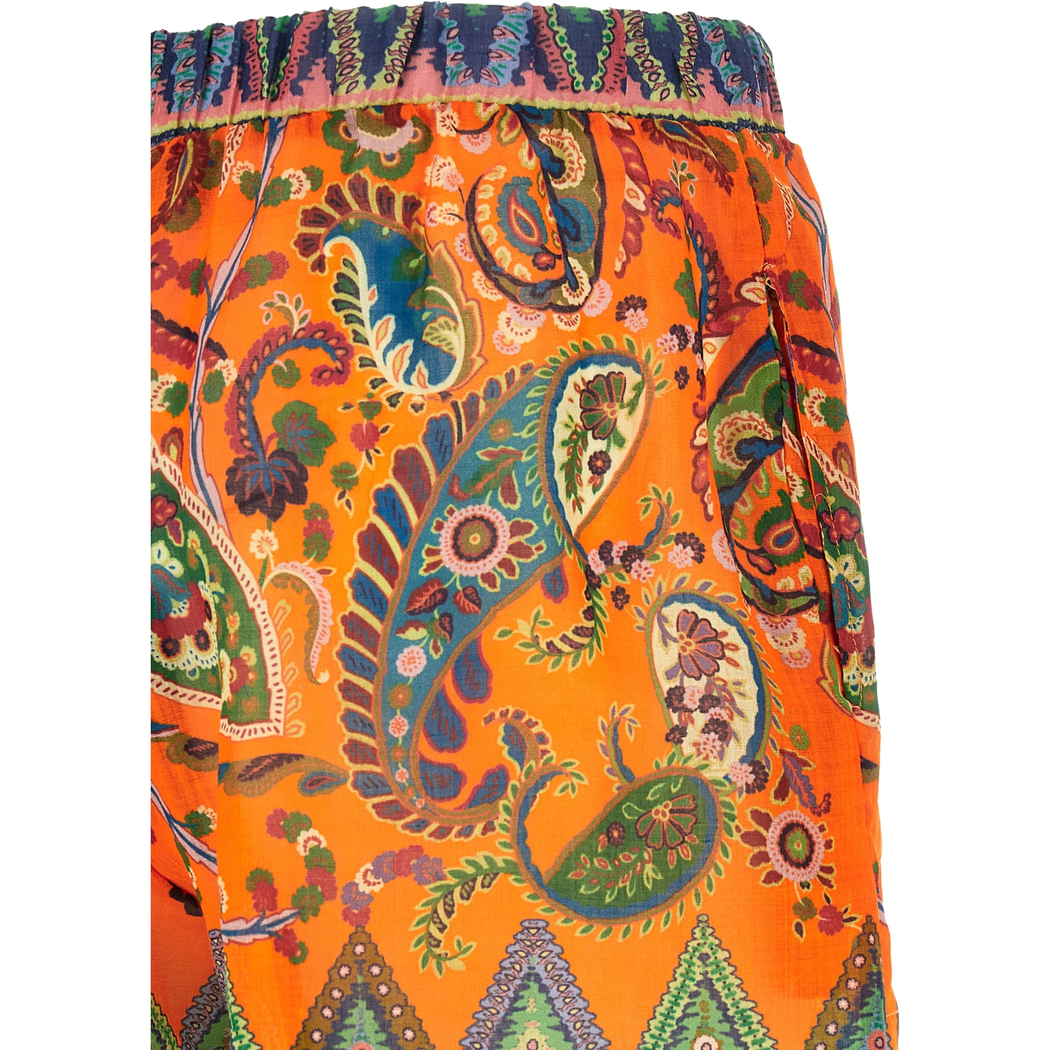 Orange Ramie Bermuda Shorts