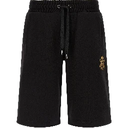 Black Cotton Bermuda Shorts
