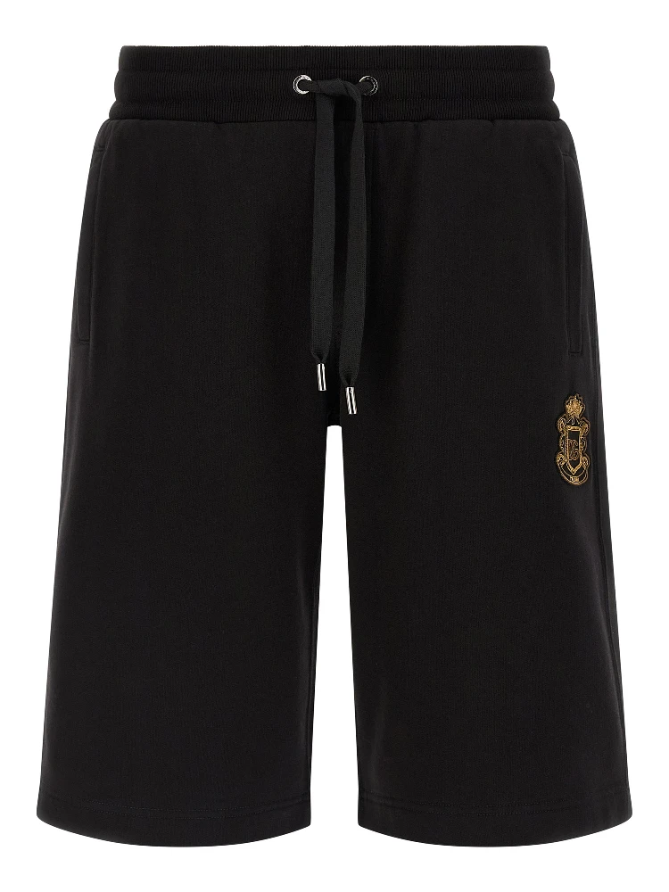 Black Cotton Bermuda Shorts
