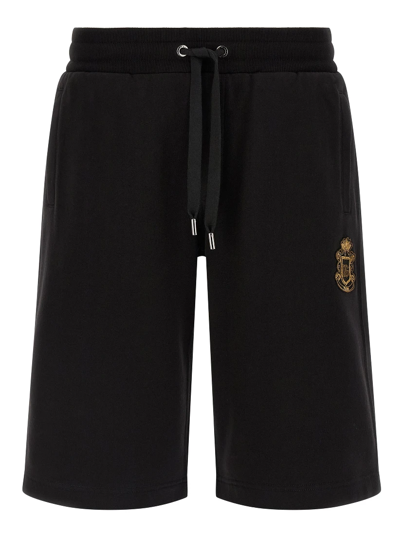Black Cotton Bermuda Shorts