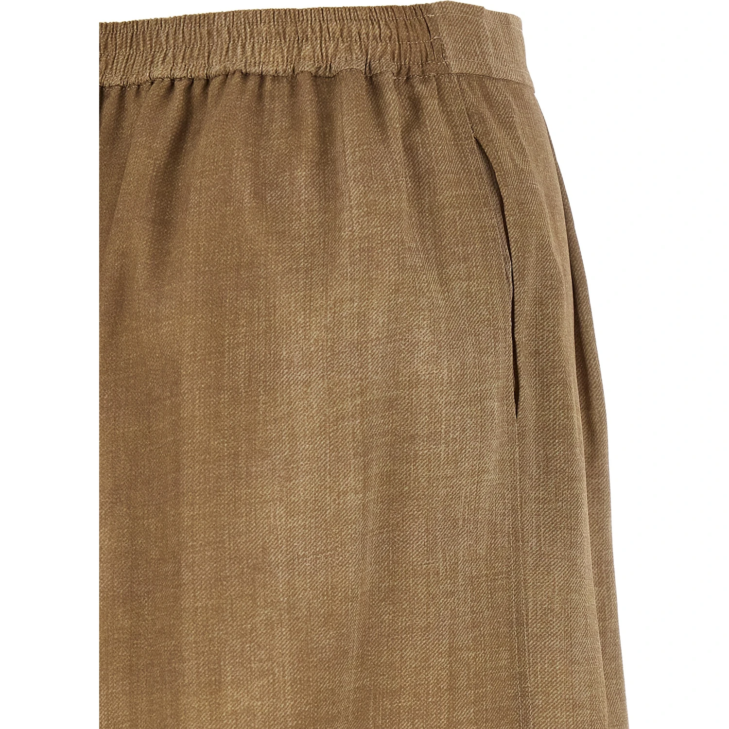 Beige Polyester Bermuda Shorts