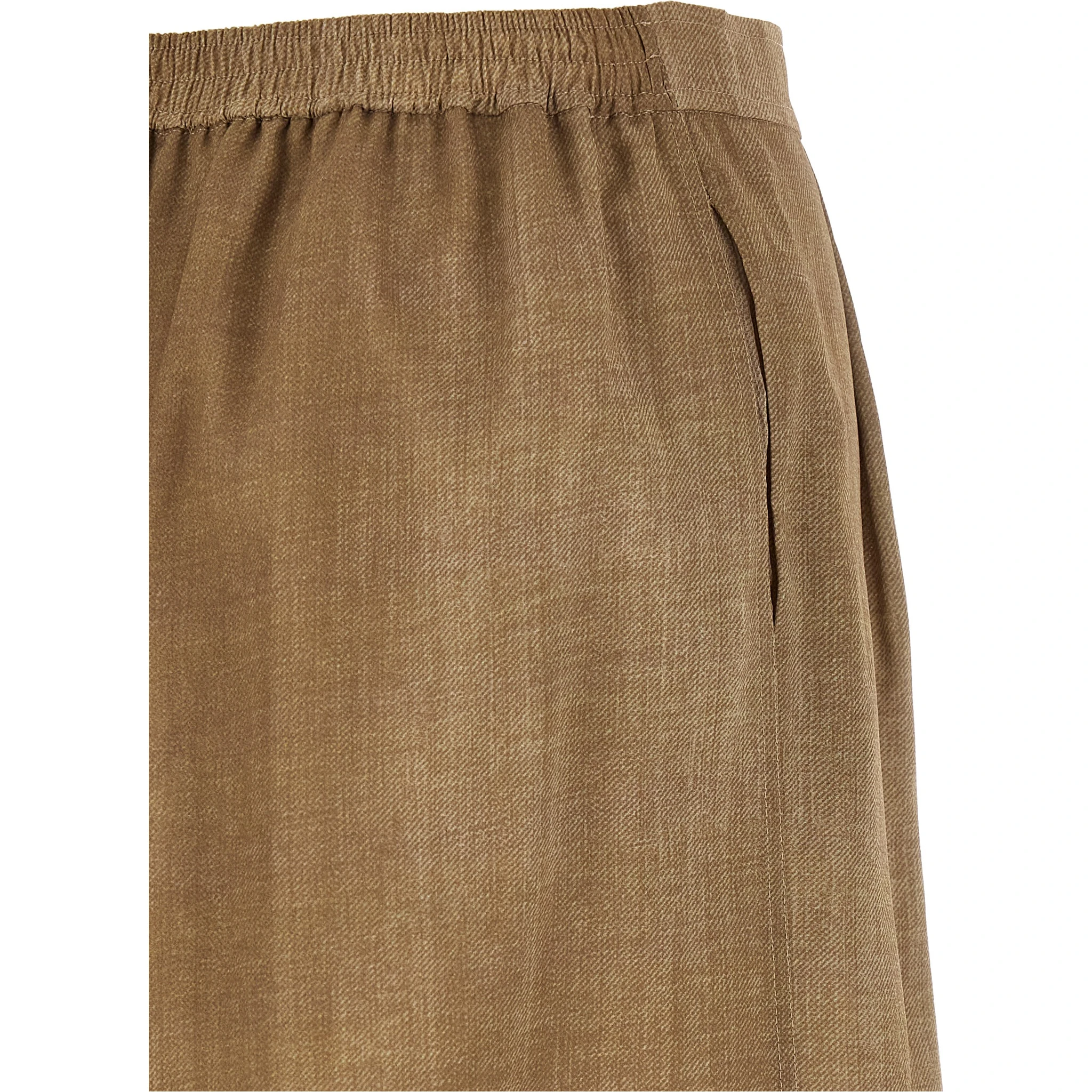 Beige Polyester Bermuda Shorts