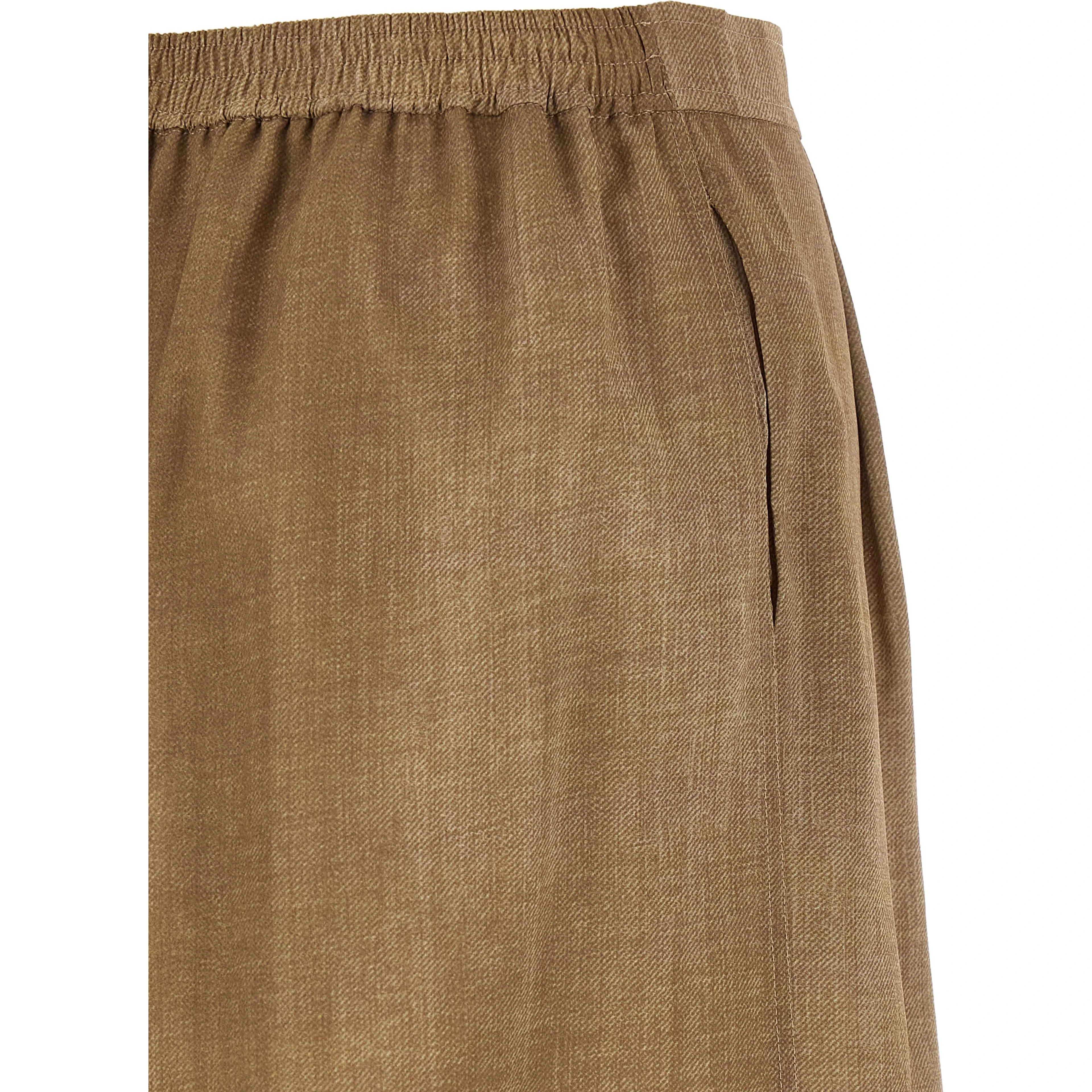 Beige Polyester Bermuda Shorts