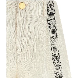 Bicolor Linen Bermuda Shorts