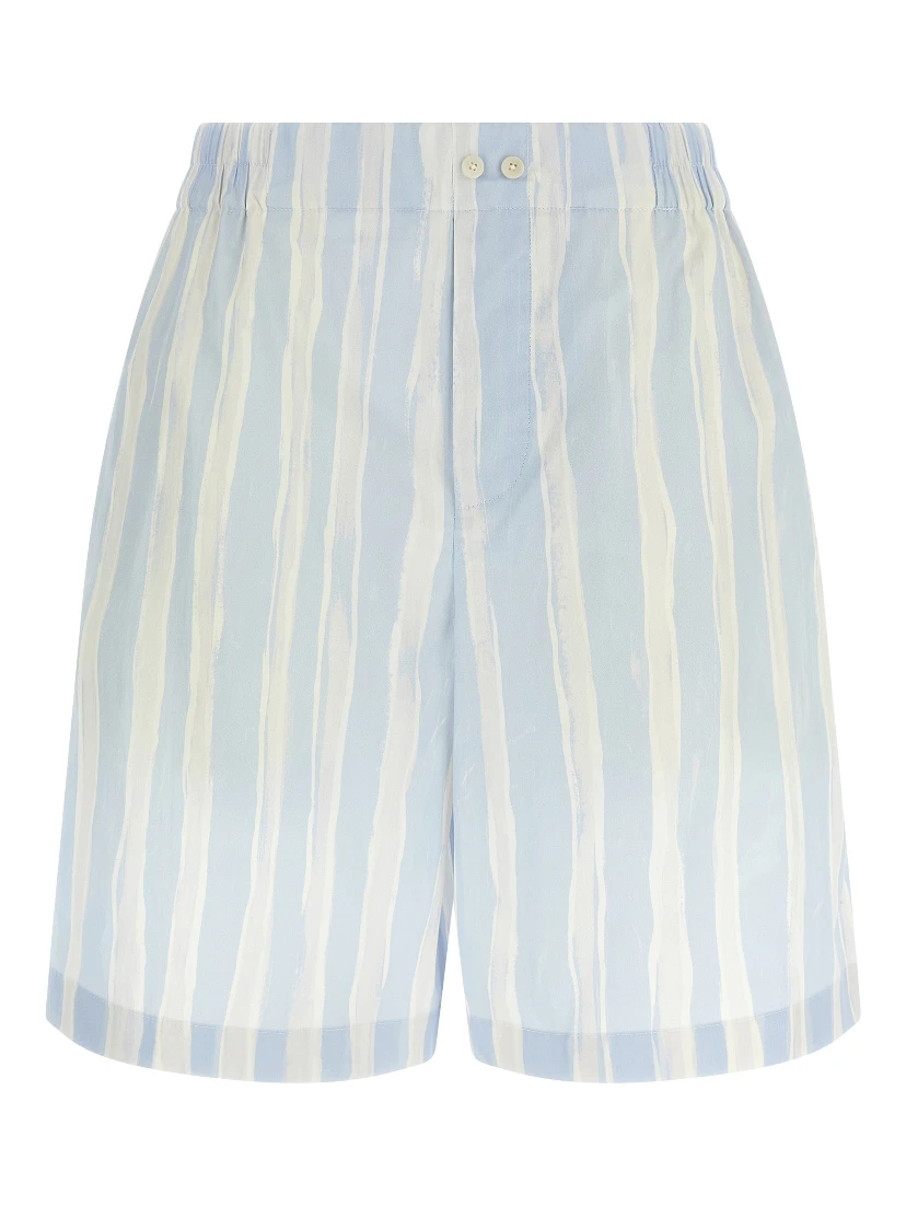 Blue Linen Bermuda Shorts