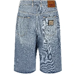 Blue Cotton Bermuda Shorts