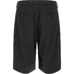 Black Polyester Bermuda Shorts