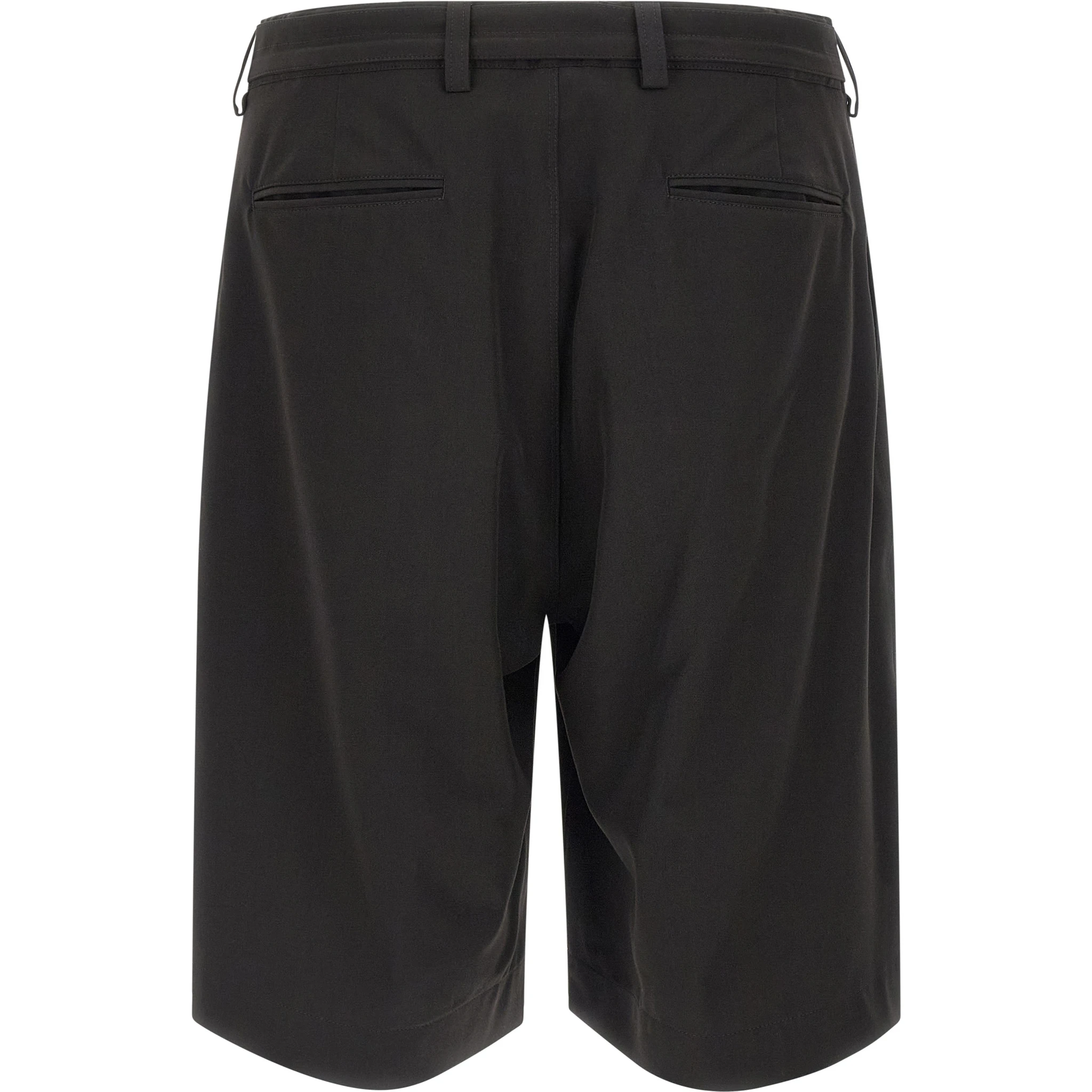 Black Polyester Bermuda Shorts