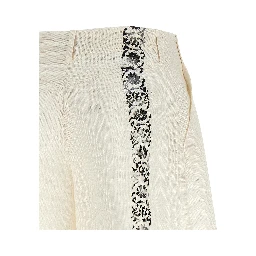 Bicolor Linen Bermuda Shorts