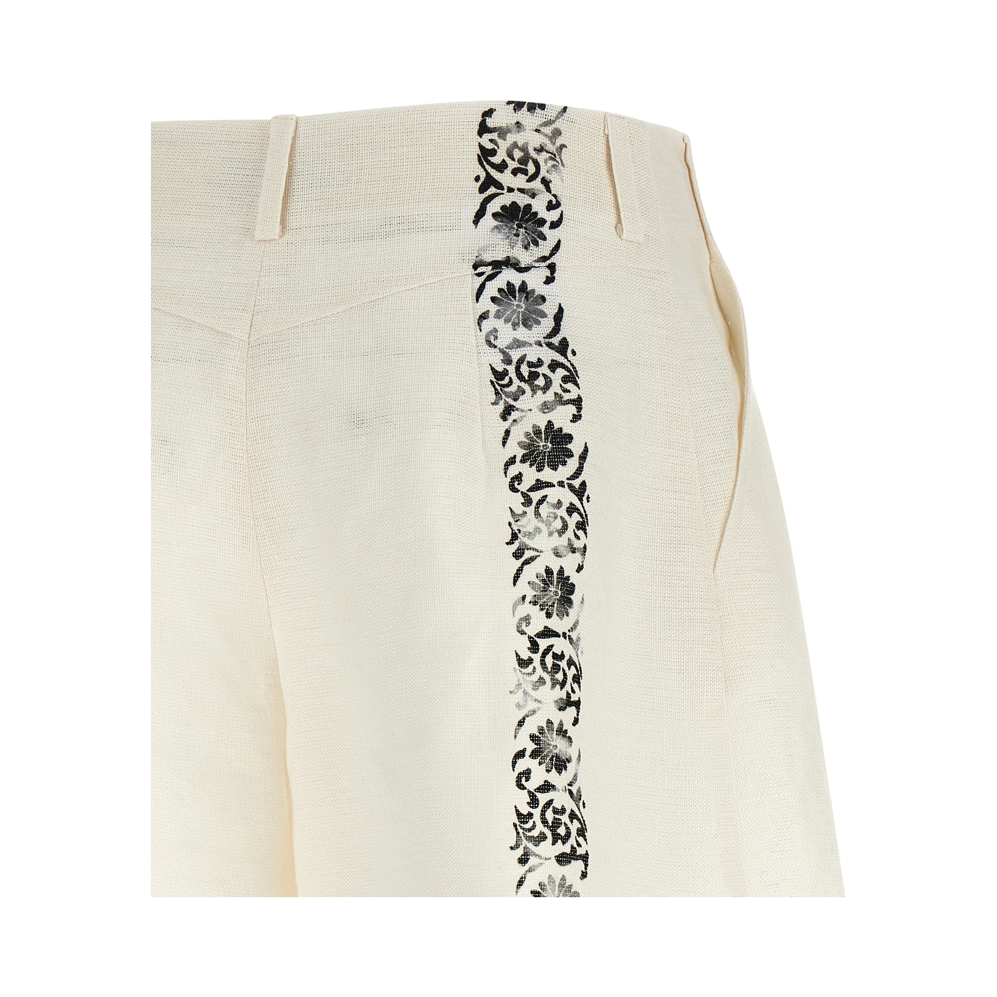 Bicolor Linen Bermuda Shorts