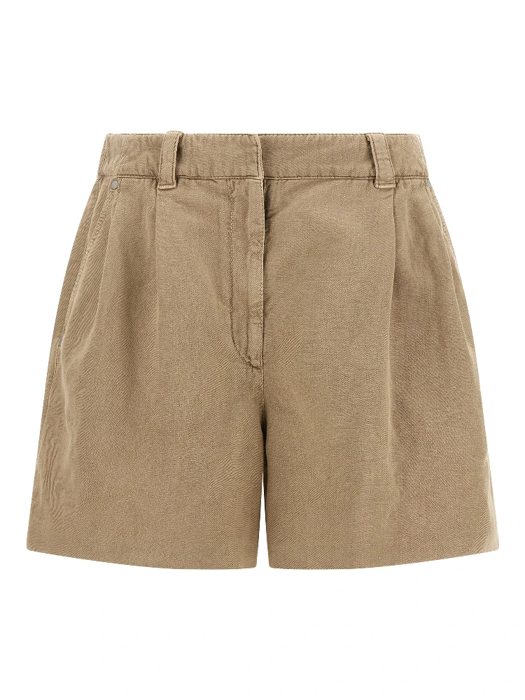 Beige Cotton Bermuda Shorts