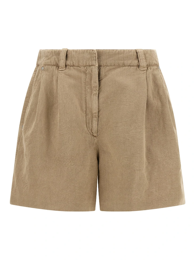 Beige Cotton Bermuda Shorts