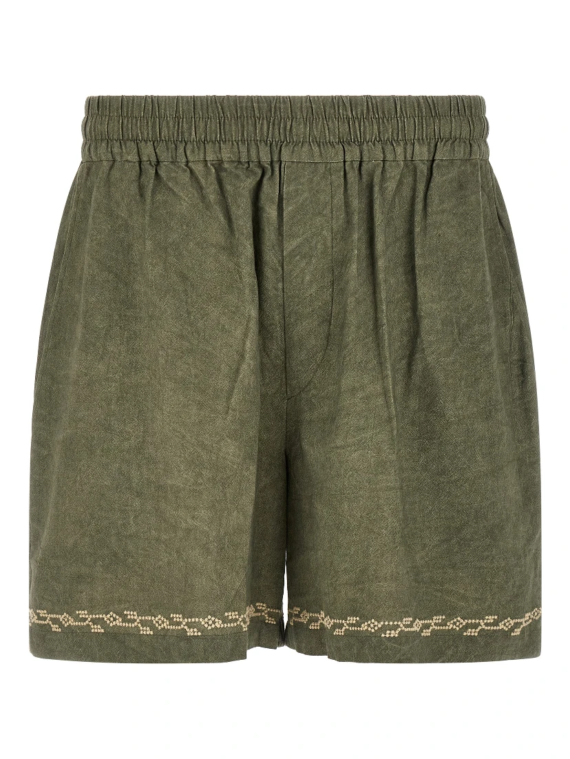 Bicolor Cotton Bermuda Shorts