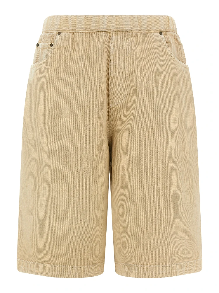 Beige Cotton Bermuda Shorts
