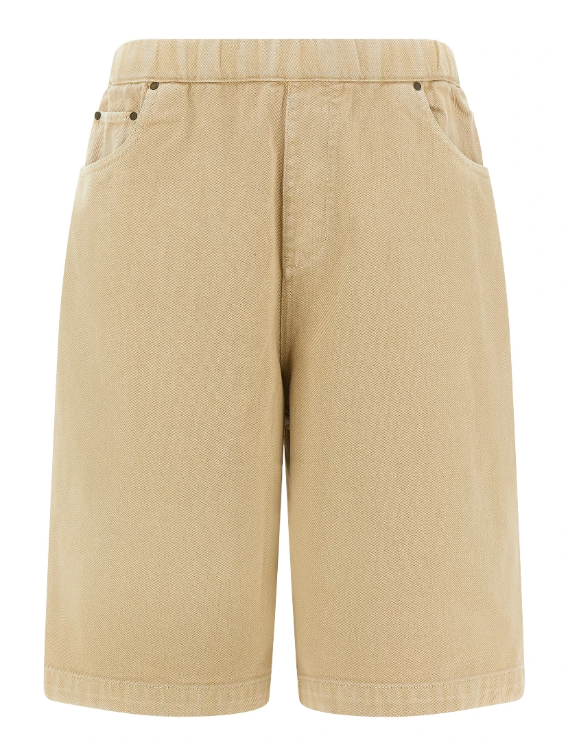 Beige Cotton Bermuda Shorts