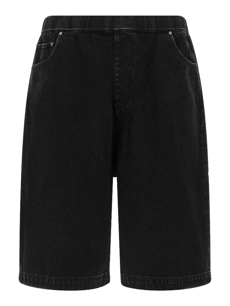 Black Cotton Bermuda Shorts