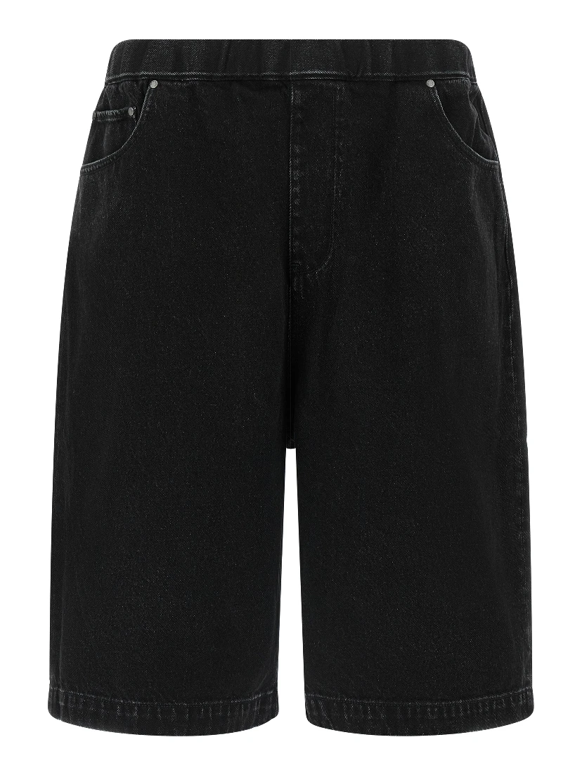 Black Cotton Bermuda Shorts