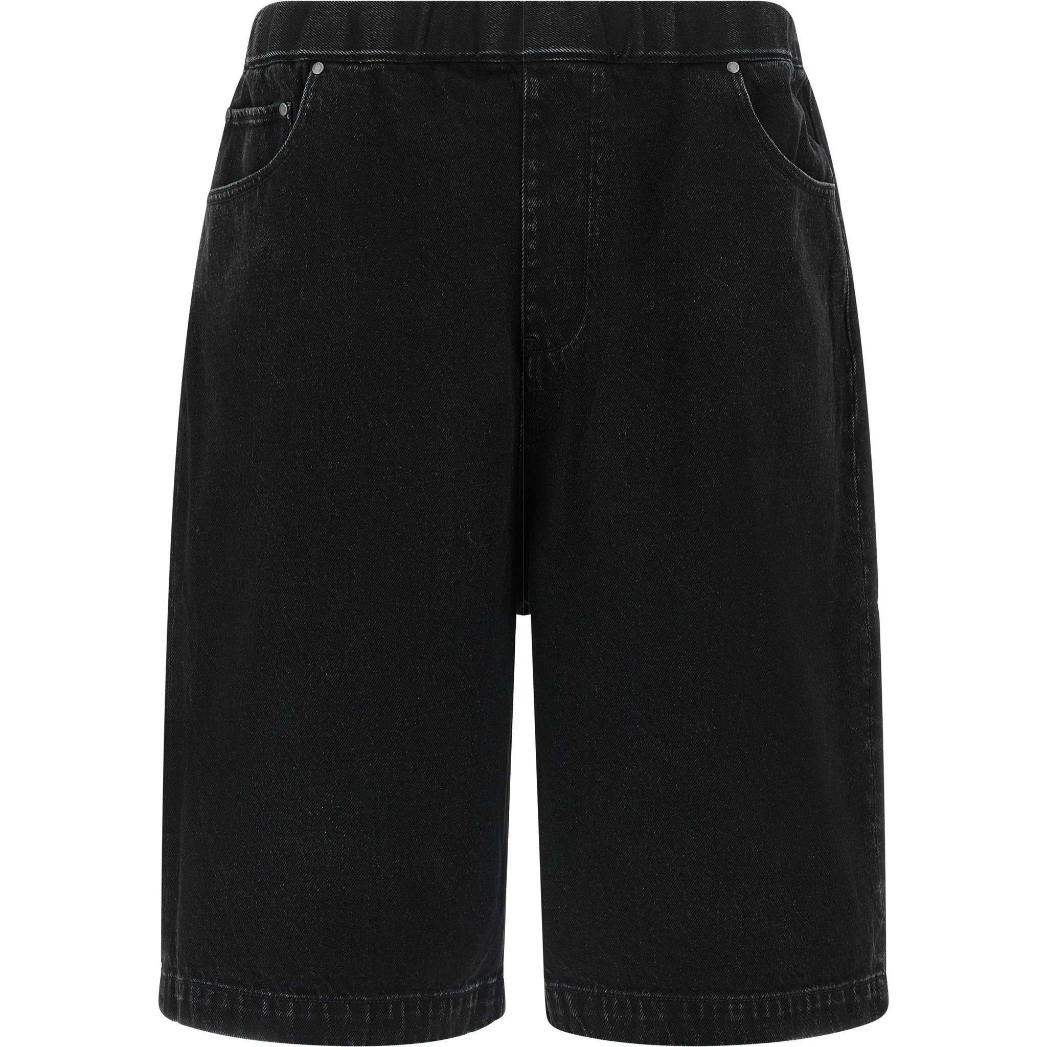 Black Cotton Bermuda Shorts