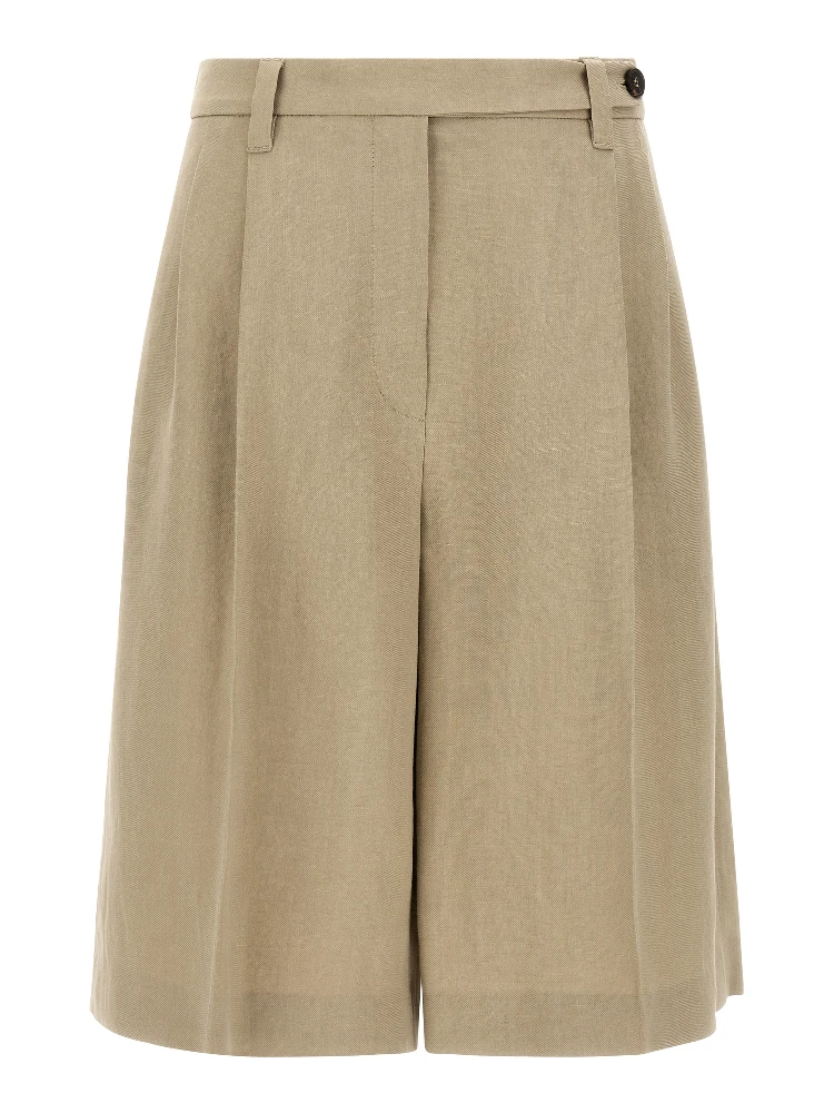 Beige Viscose Bermuda Shorts