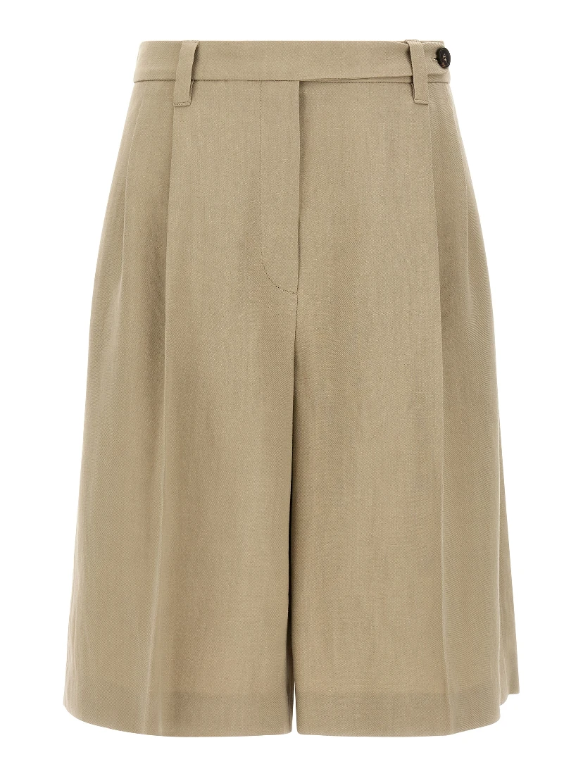 Beige Viscose Bermuda Shorts
