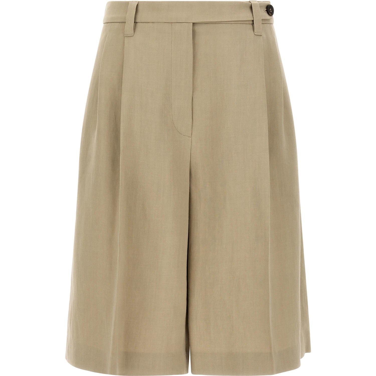 Beige Viscose Bermuda Shorts