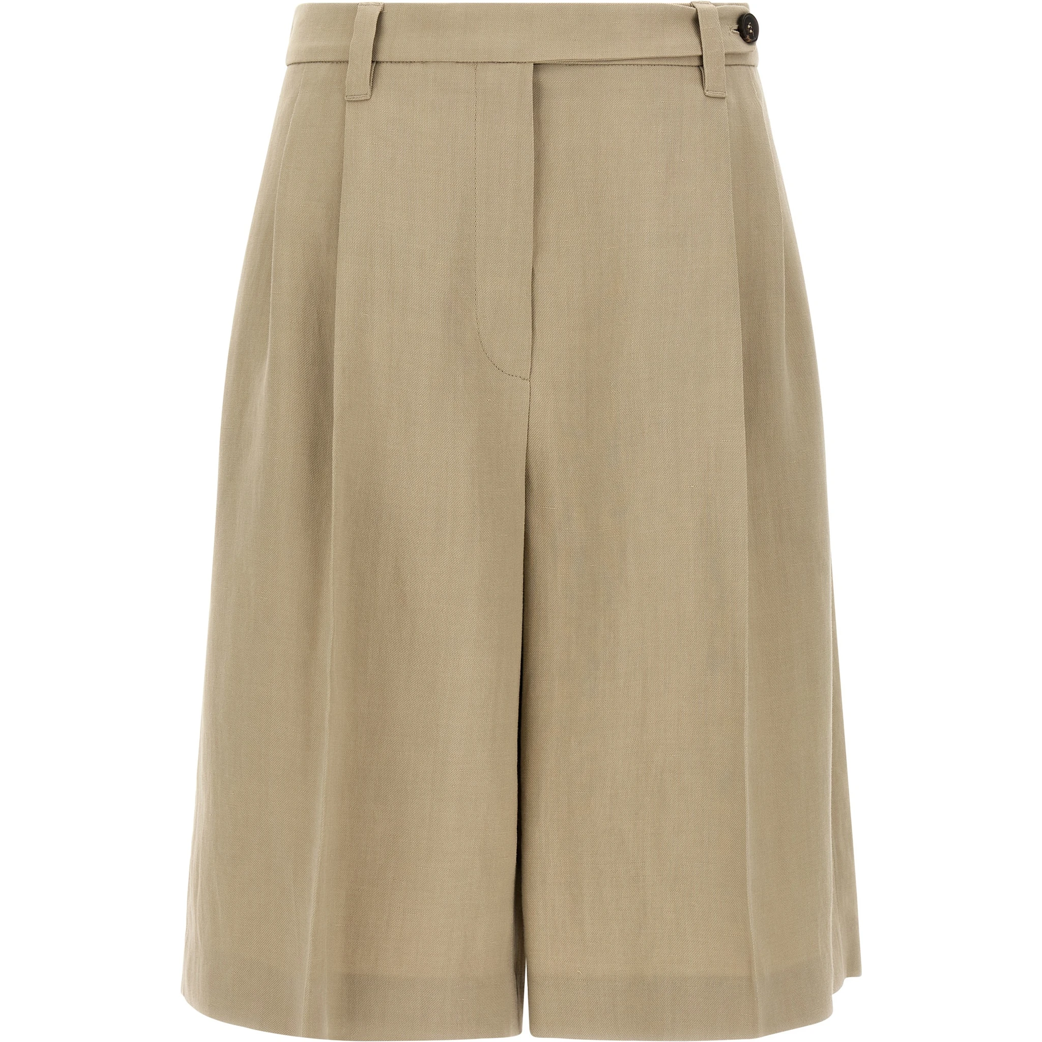 Beige Viscose Bermuda Shorts