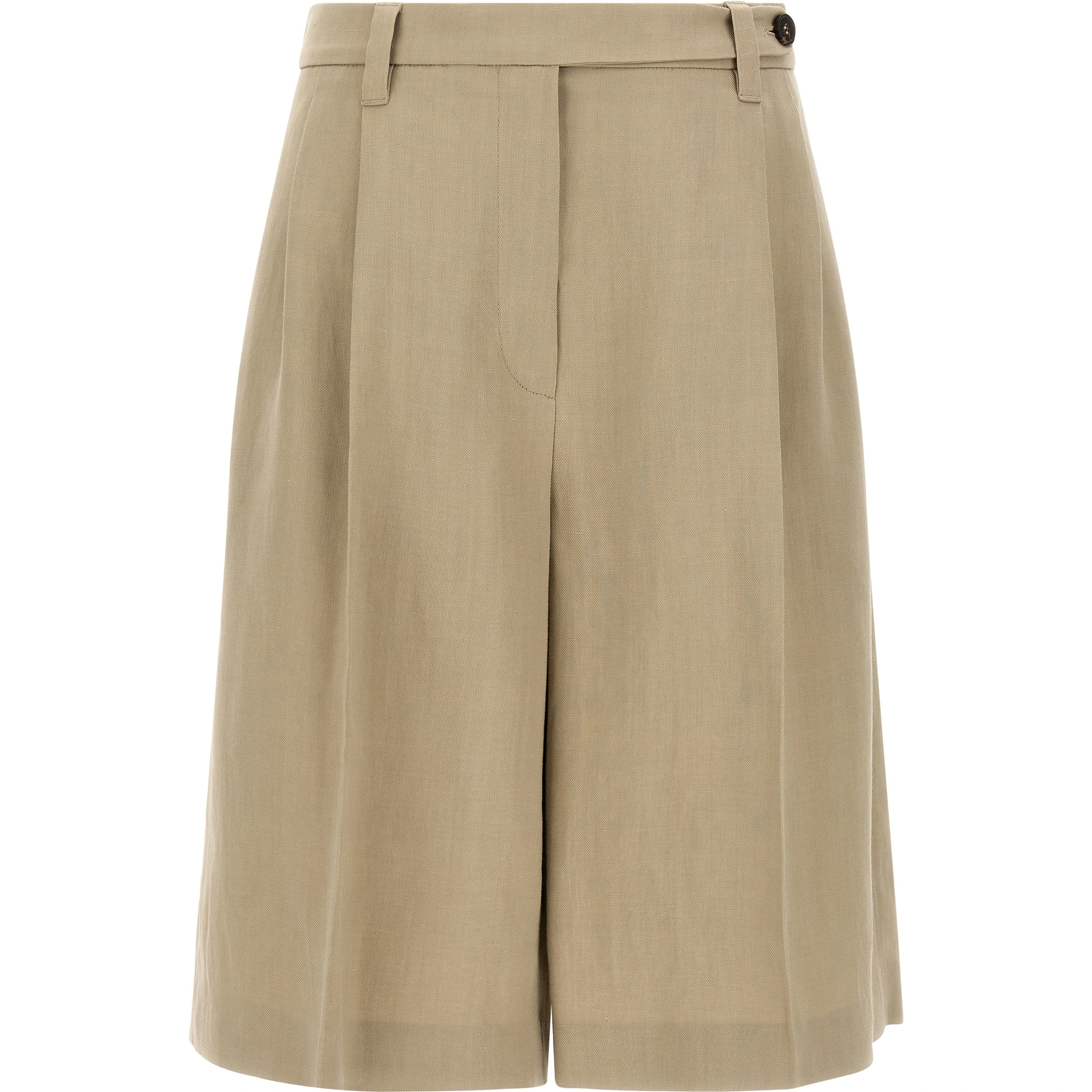Beige Viscose Bermuda Shorts