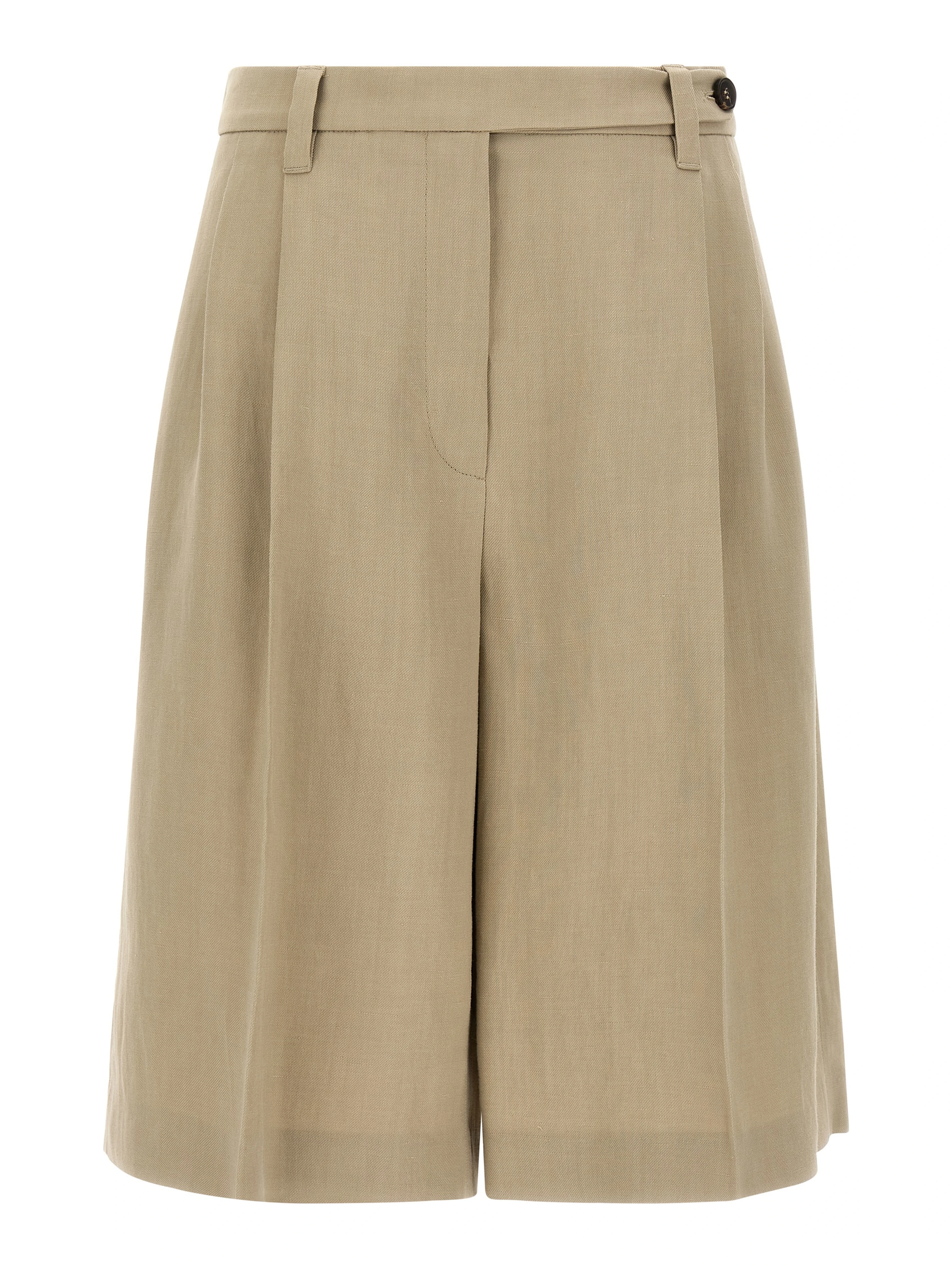 Beige Viscose Bermuda Shorts