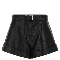 Black Lamb Leather Bermuda Shorts