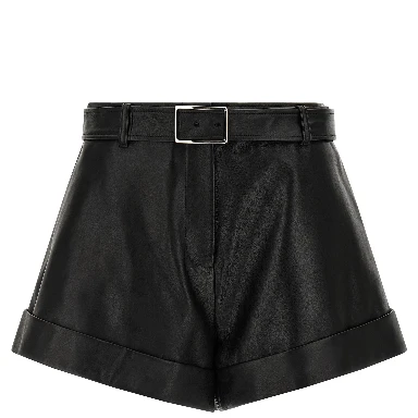 Black Lamb Leather Bermuda Shorts