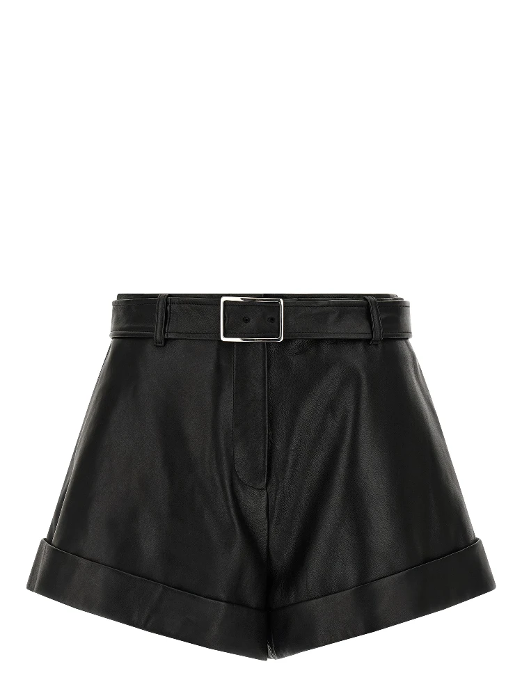 Black Lamb Leather Bermuda Shorts