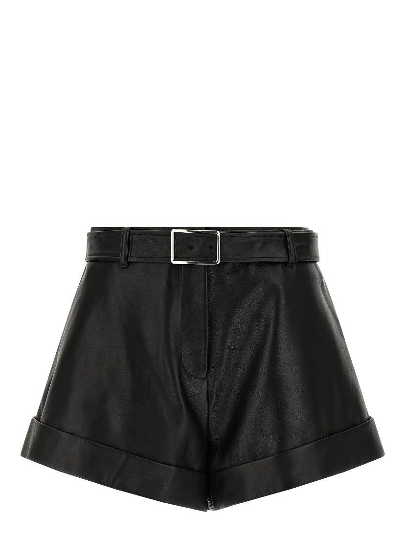 Black Lamb Leather Bermuda Shorts