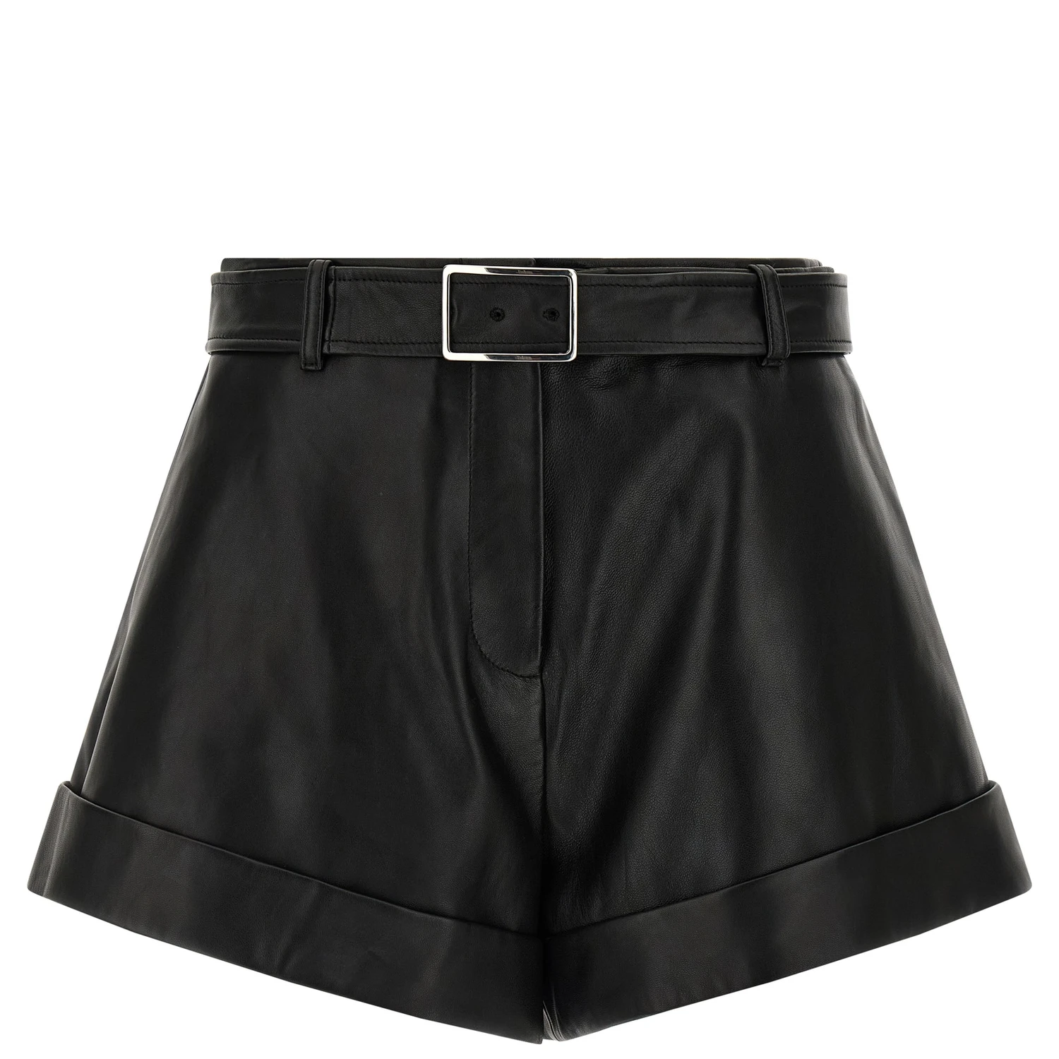 Black Lamb Leather Bermuda Shorts