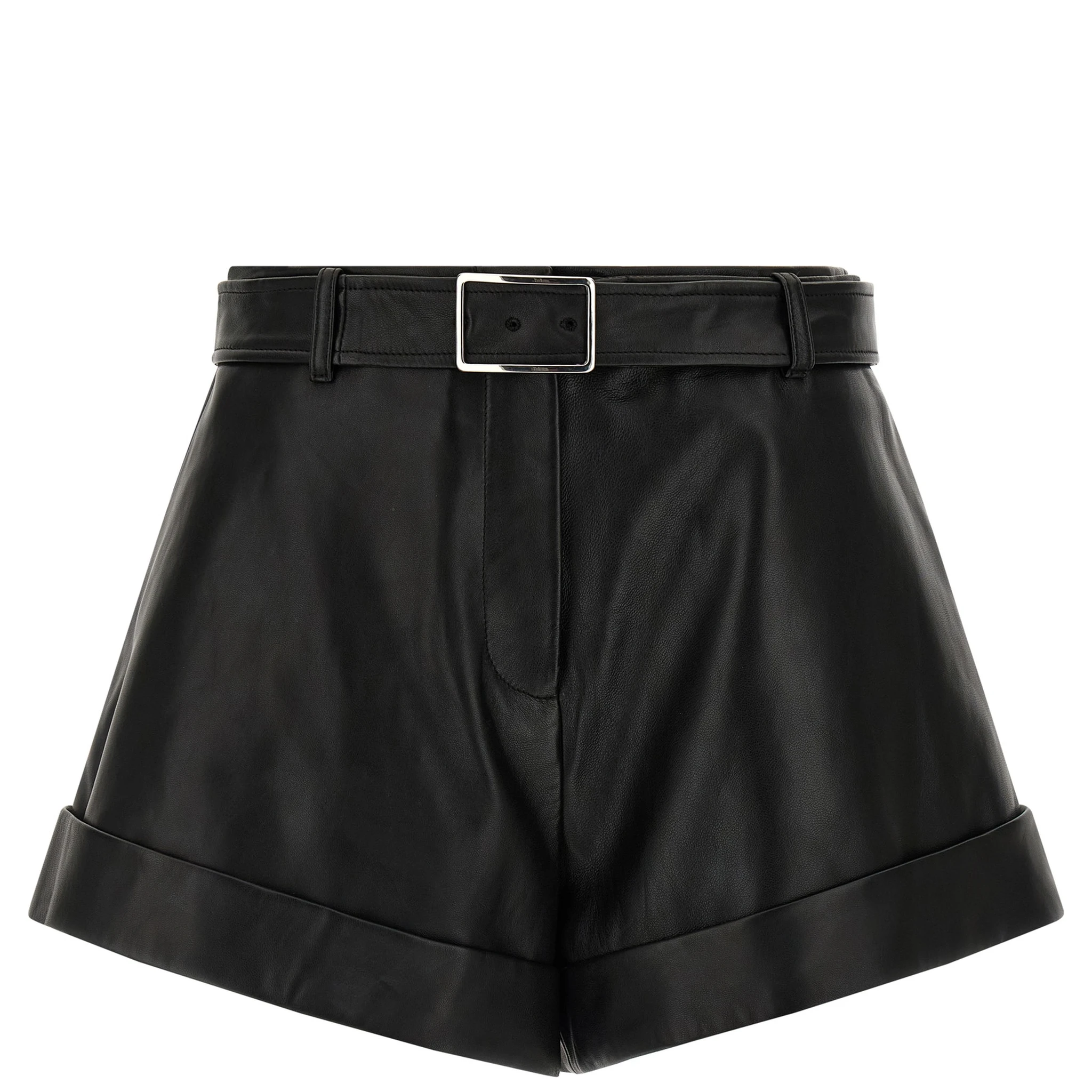 Black Lamb Leather Bermuda Shorts