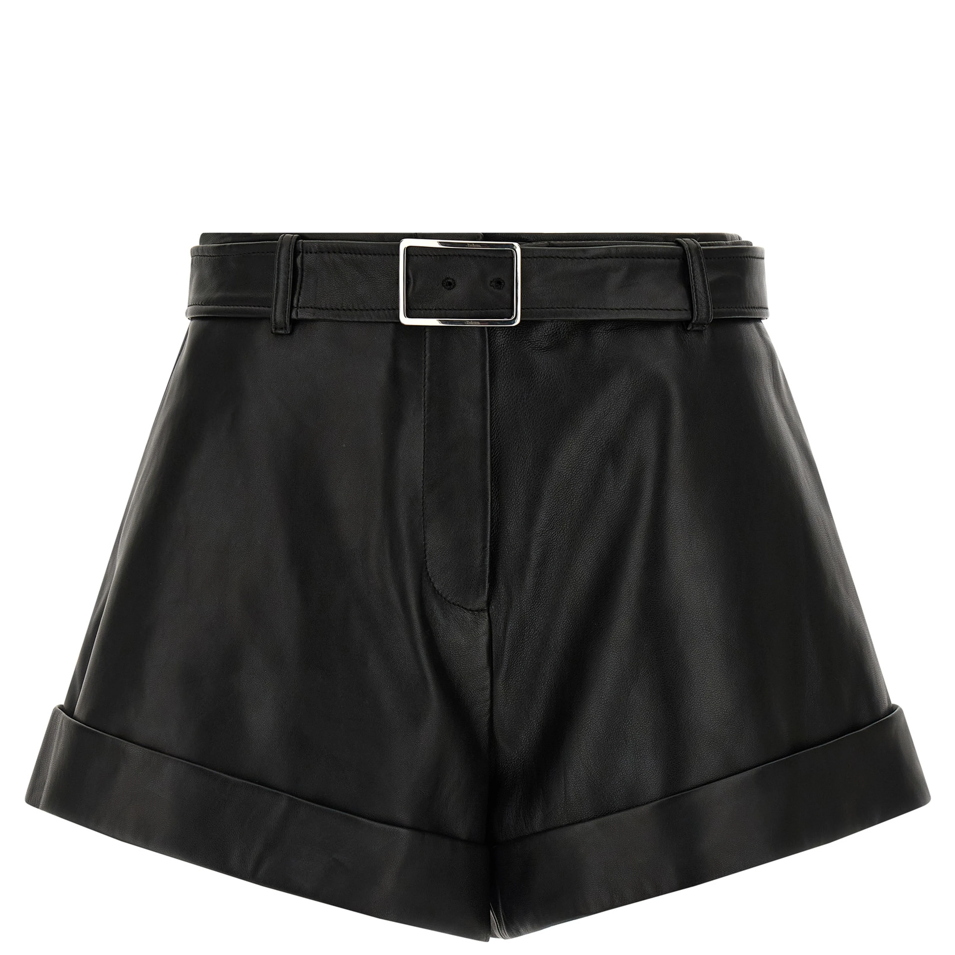 Black Lamb Leather Bermuda Shorts