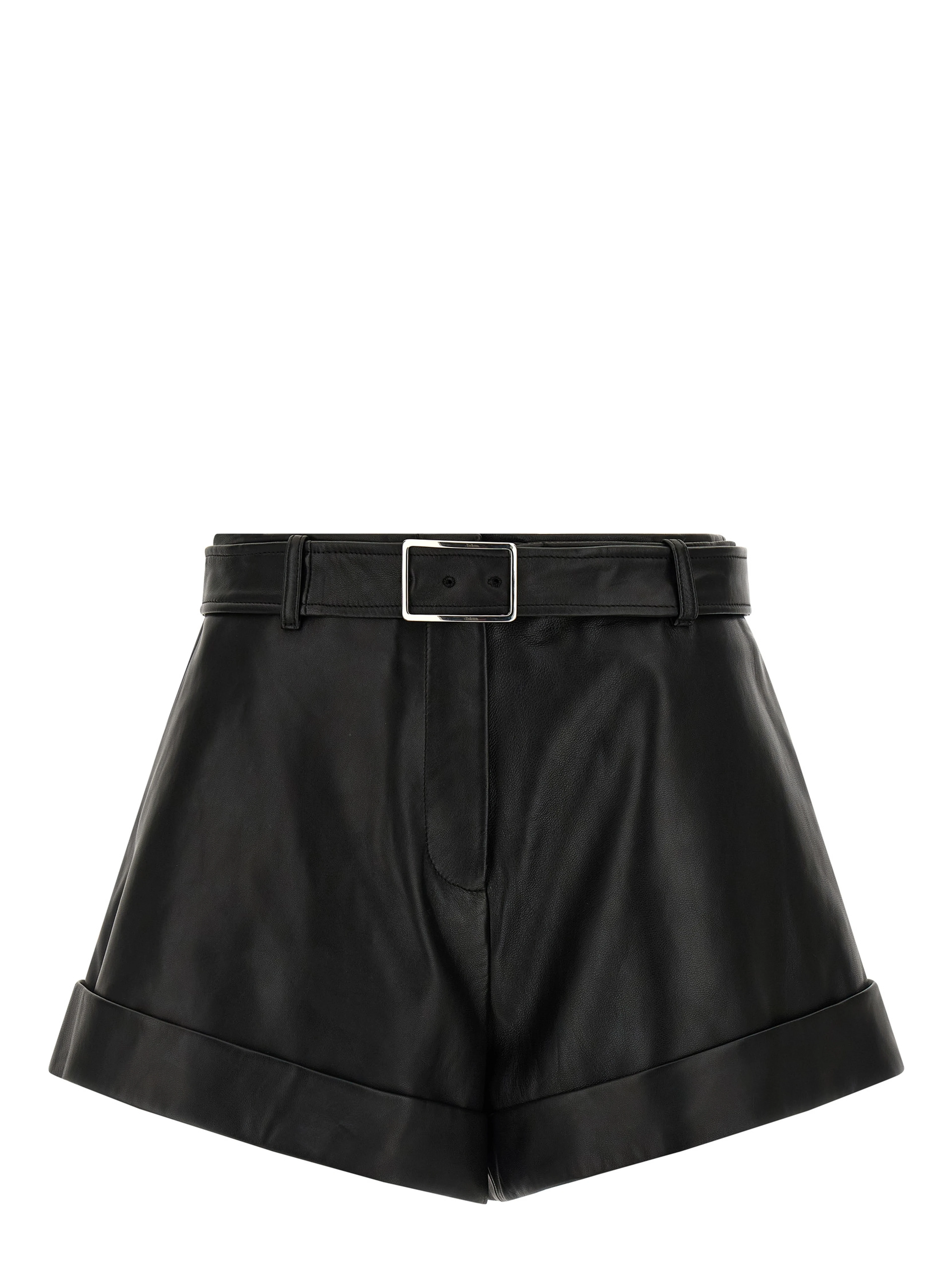 Black Lamb Leather Bermuda Shorts