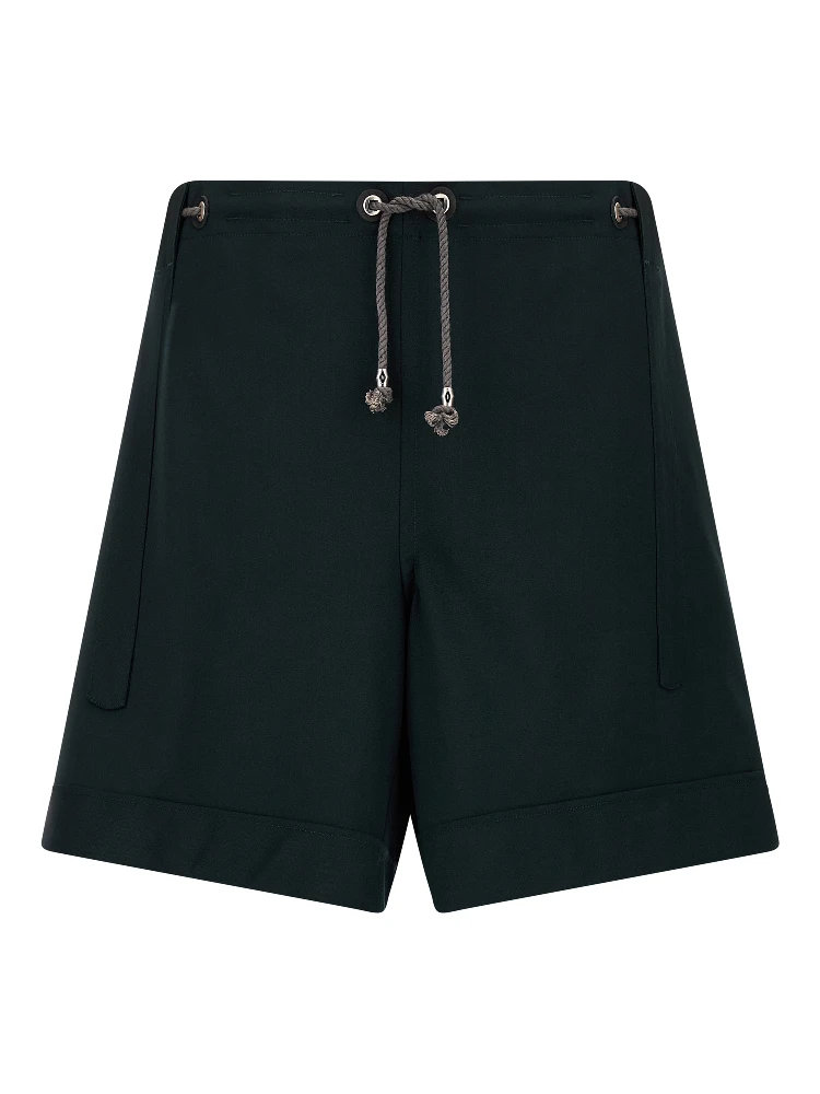 Bicolor Virgin Wool Bermuda Shorts