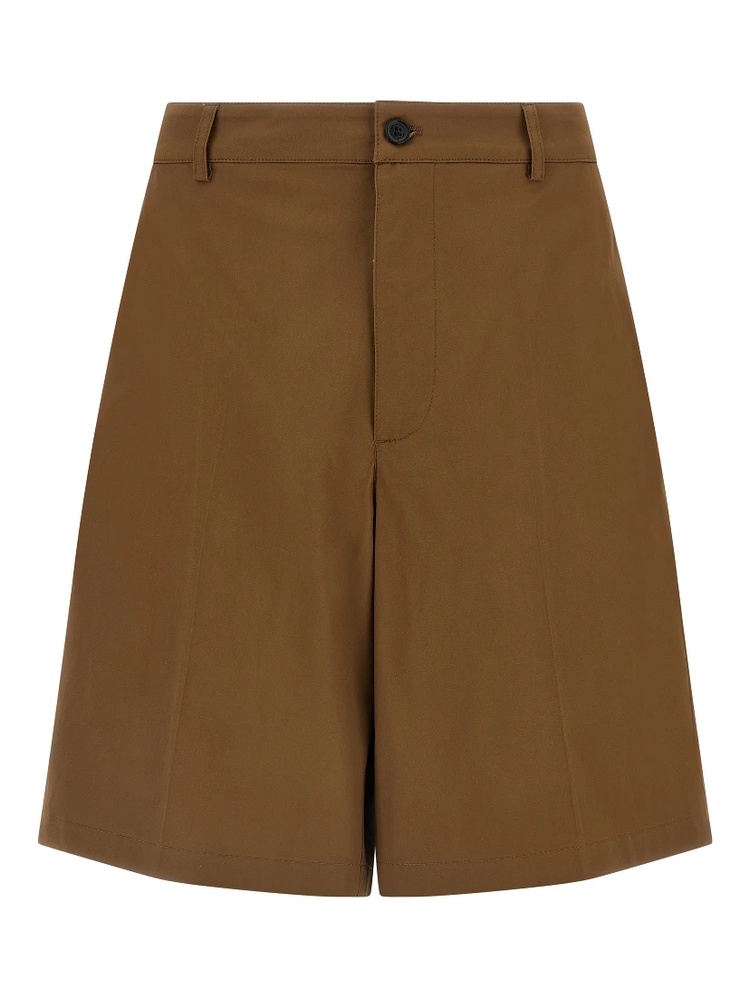 Brown Cotton Bermuda Shorts