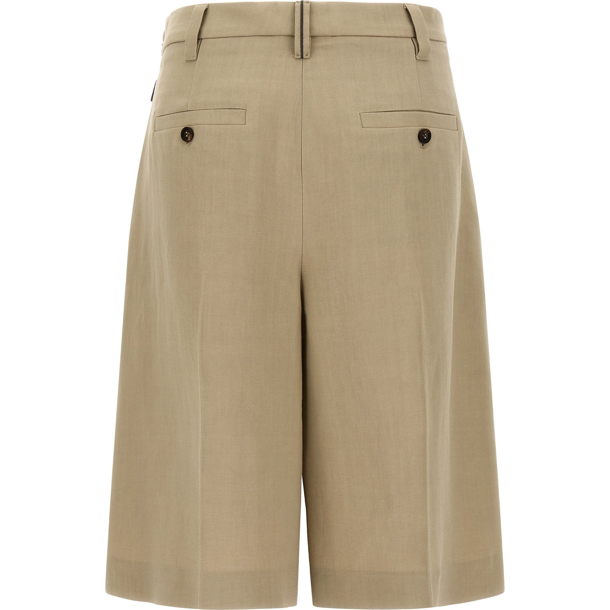 Beige Viscose Bermuda Shorts