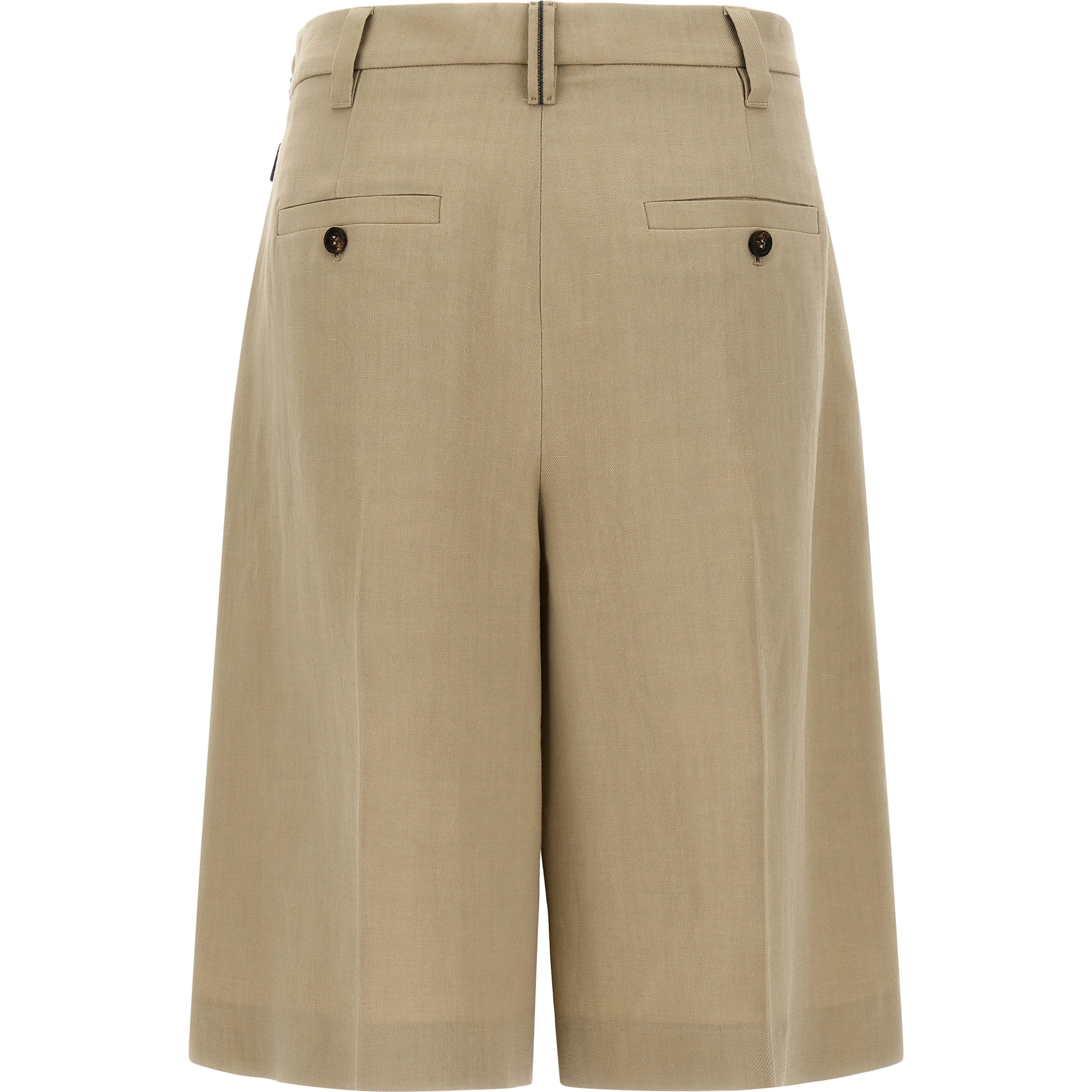 Beige Viscose Bermuda Shorts