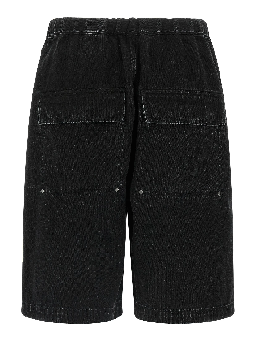 Black Cotton Bermuda Shorts