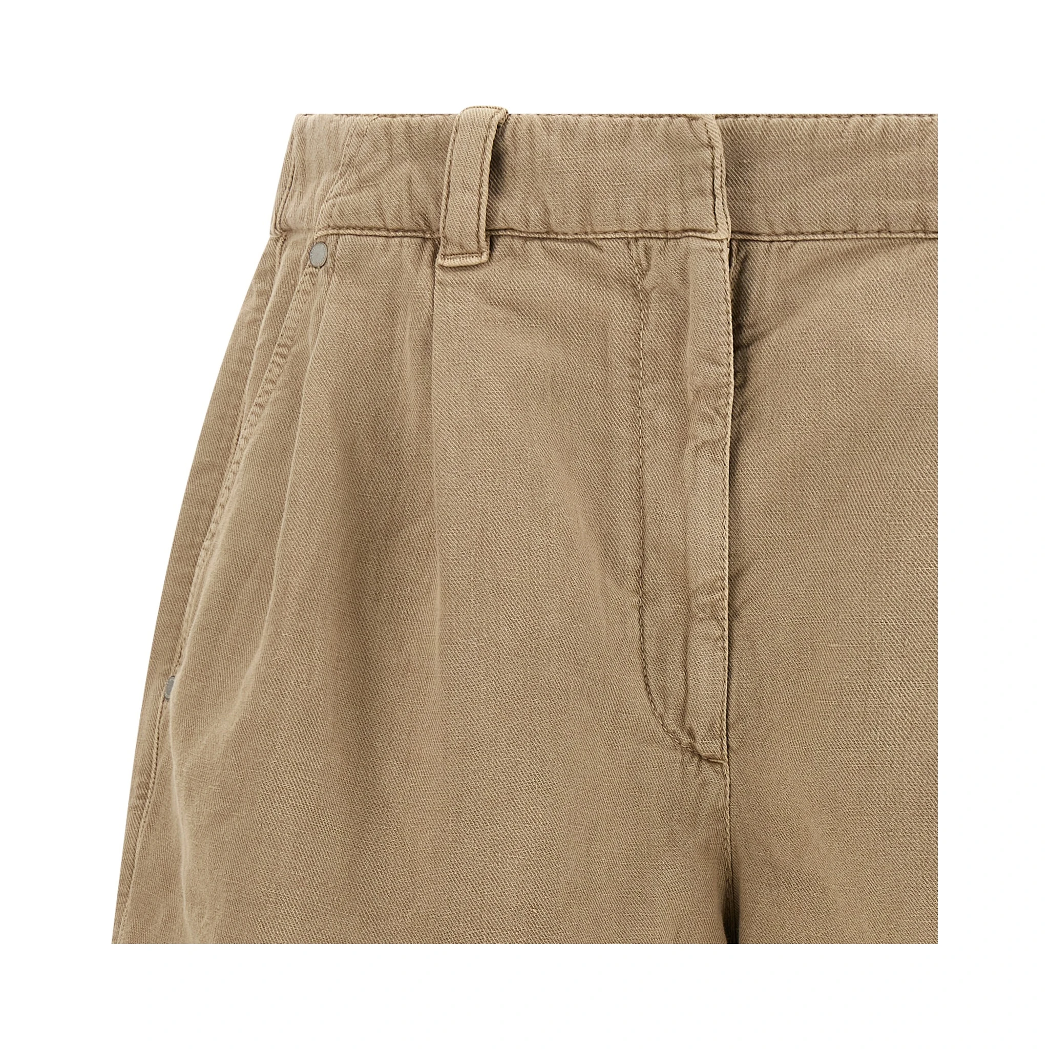 Beige Cotton Bermuda Shorts
