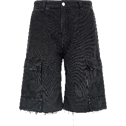Black Cotton Bermuda Shorts