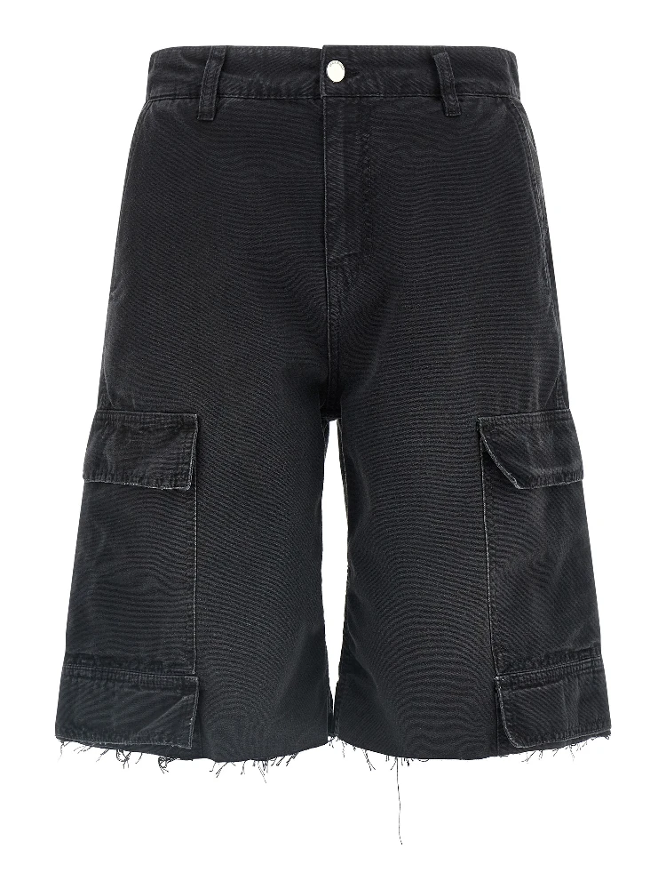 Black Cotton Bermuda Shorts
