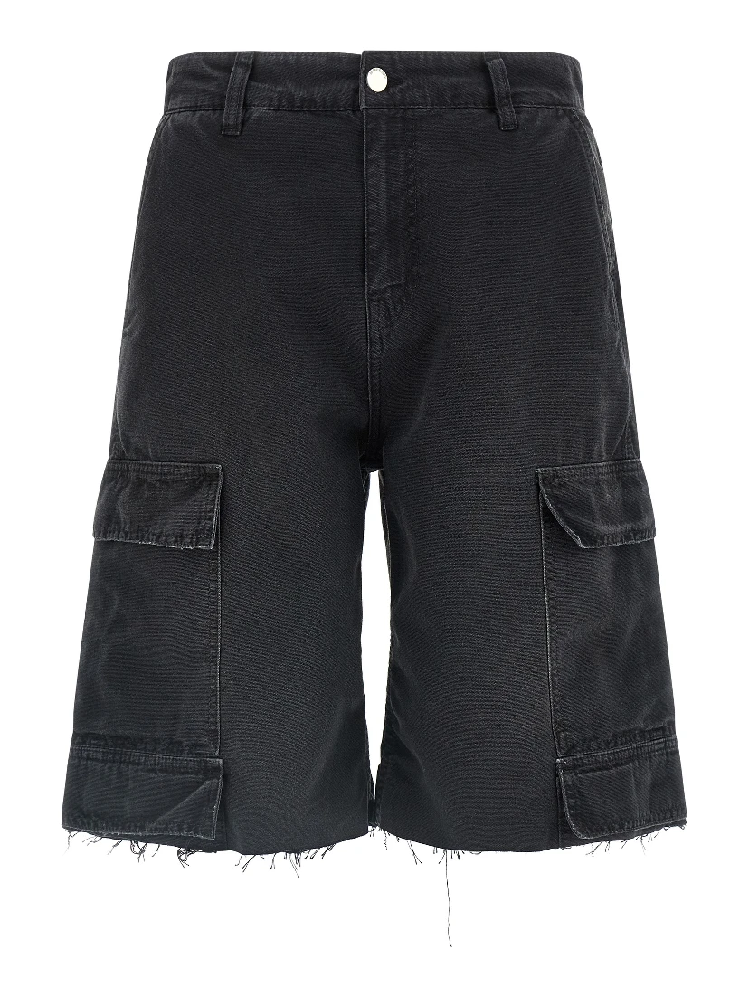 Black Cotton Bermuda Shorts