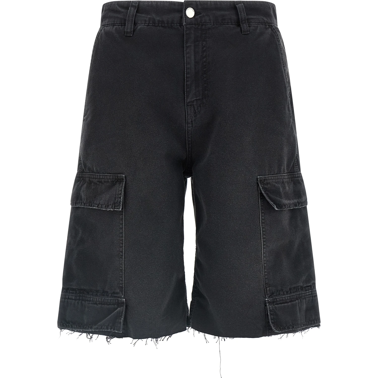 Black Cotton Bermuda Shorts
