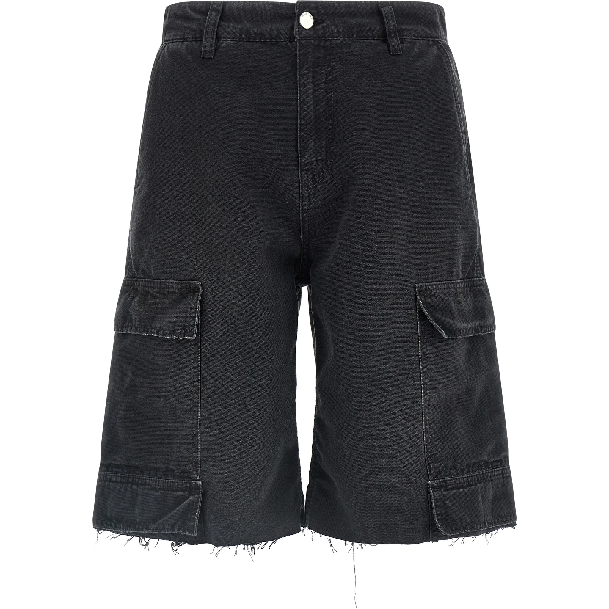 Black Cotton Bermuda Shorts